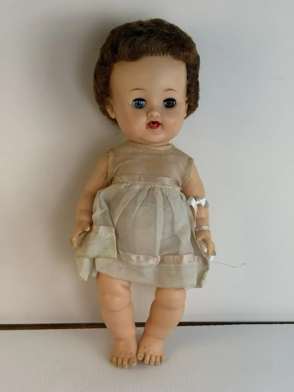Vintage Ideal Betsy Wetsy Baby Doll Rooted Brown Curly Hair 12